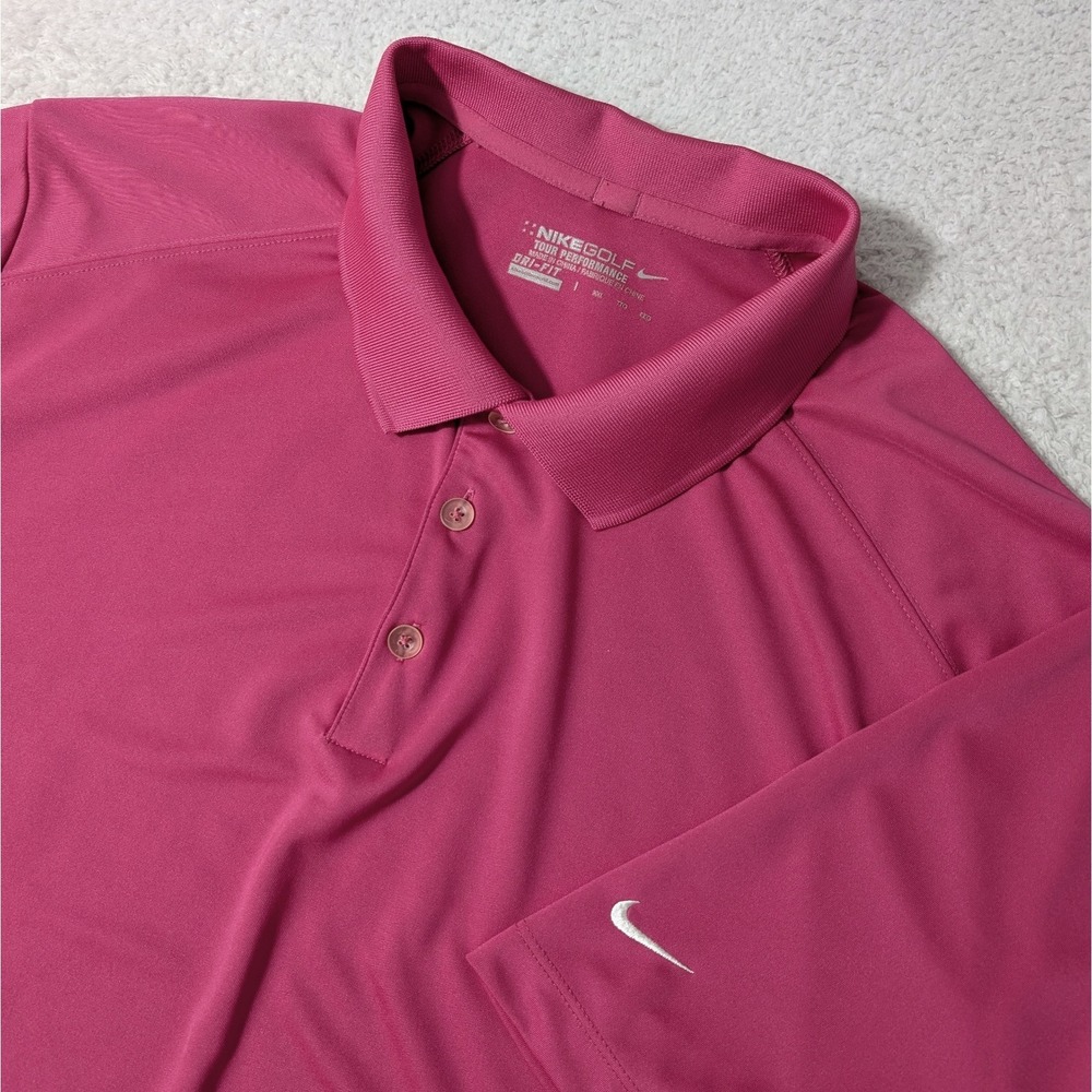 Nike Golf Tour Polo Shirt Mens 2XL Bright Pink Dri-FIT Stretch Performance Golf